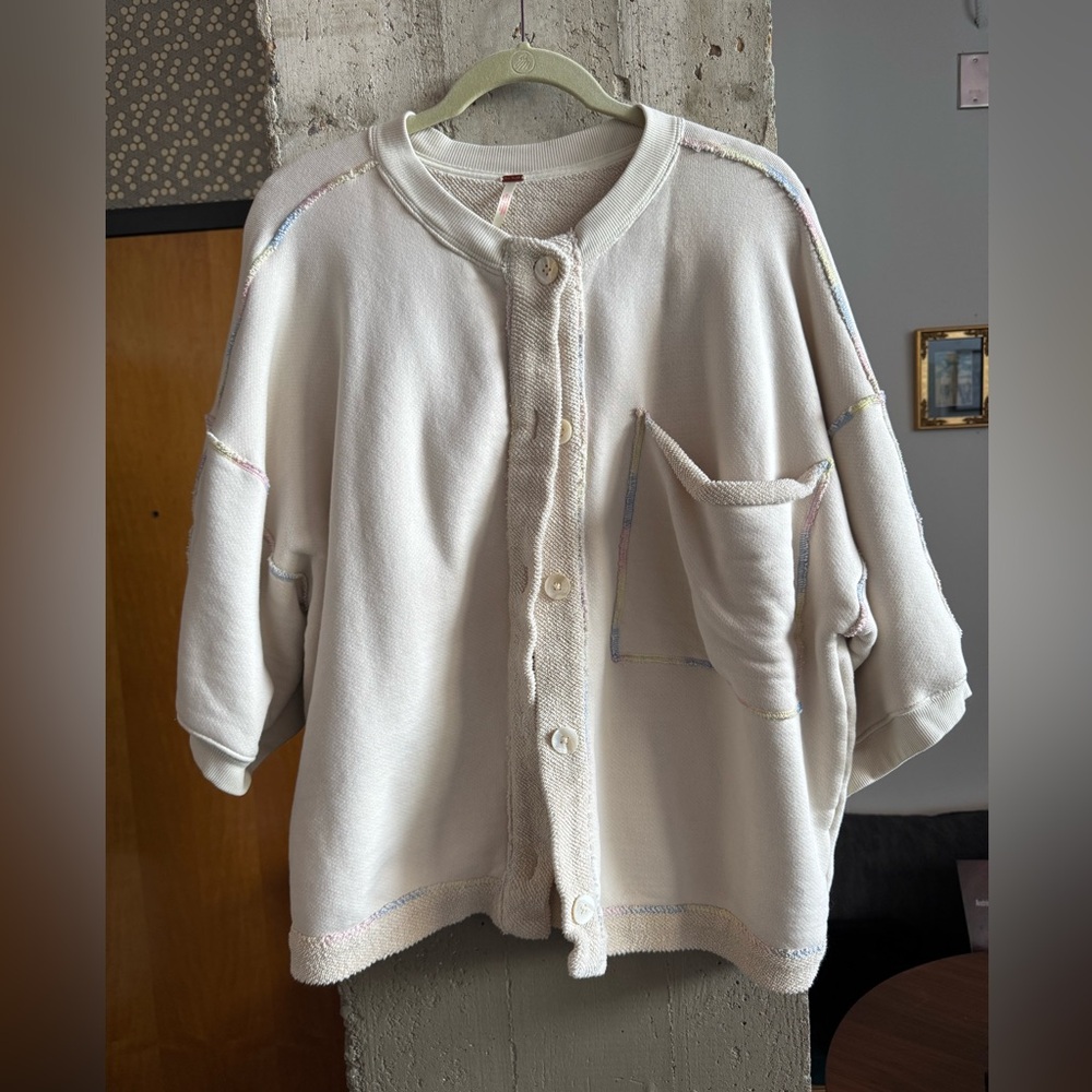 Free People short sleeve sweatshirt button down